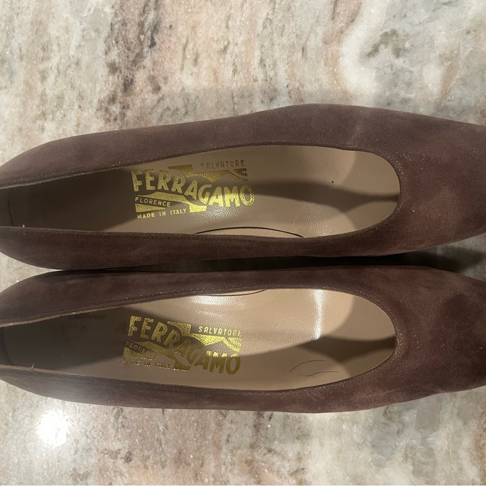 Salvatore Ferragamo Brown Suede Pumps